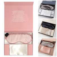 2022 Máscara de Ojos de seda de etiqueta privada personalizada y funda de almohada de lujo 100% máscara de Ojos de seda de morera y funda de almohada con caja