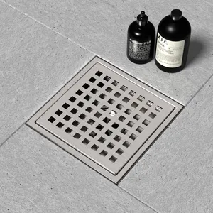 GUIDA 726004 6 Inch Bathroom Square Stainless Steel Shower Floor Drain