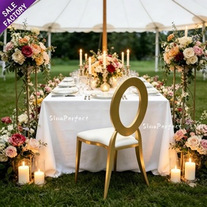 Luxury Decoration Furniture White Golden Stainless Steel Banquet Wedding <b>Chairs</b> Dinner <b>Chair</b> for Restaurants Hotels - Product Image 1