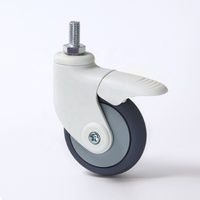 Roulettes pivotantes en plastique de 75 mm pour chaise de direction, roulettes simples de 3 pouces pour meuble de rangement avec tige filetée