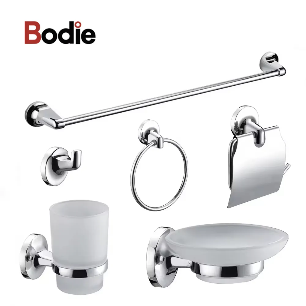 European Design Badkamer Accessoires Plaat Zinklegering Chrome 6 Stuks Badkamer Accessoires Set