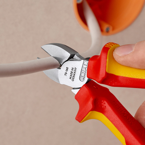 Knipex <b>Side</b> <b>Cutters</b> 70-160 Carbon Steel Industrial Grade Made In Germany Red Handle - Product Image 1