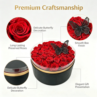 Boîte Ronde de Roses Éternelles en Gros – Cadeau de Fleurs Préservées Rouge OEM/ODM pour la Saint-Valentin, Anniversaire, Fête des Mères, Décoration de Chambre