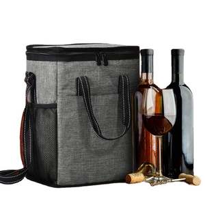 Sac isotherme personnalisé pour 6 bouteilles de vin, durable, réutilisable, isolé, écologique, portable, en polyester, pour le déjeuner, le pique-nique, les aliments - Product Image 1