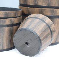 Pot de fleurs en bois de style tonneau de vin, durable, résistant à la corrosion, grand, épaissi, à large ouverture, noir, pour plantes succulentes vertes
