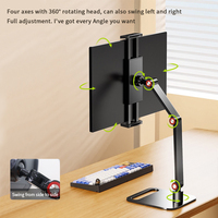 Support de téléphone en alliage d'aluminium pliable, réglable en hauteur, double axe, support de tablette de bureau pour le bureau, vente en gros OEM, usine avec 18 ans d'expérience