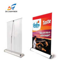 Support de bannière enroulable de table A4 en aluminium léger, portable, mini, rétractable, pour publicité et promotion imprimée