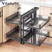 Design moderno canto completo puxar cesta 80kg carga-rolamento altura ajustável built-in vidro temperado gaveta prateleira para cozinha ferro