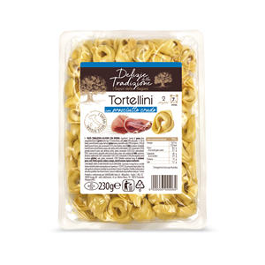 Delizie Della Tradizione Tortellini Crudos con Prosciutto Crudo 230g X 14 piezas, Mezclas para Repostería, Almacenamiento Congelado, Auténtico Delicias Italianas - Product Image 1