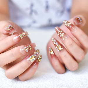 <span class=keywords><strong>Uñas</strong></span> Postizas <span class=keywords><strong>con</strong></span> <span class=keywords><strong>Piedras</strong></span> Brillantes, Perlas, Estilo Lujoso, <span class=keywords><strong>Uñas</strong></span> Acrílicas Largas Tipo Ataúd para Manicura DIY, Salón, Bodas y Citas - Product Image 5