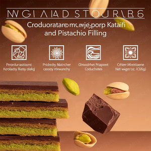 Dubai Chocolate Bar Pistacho Deluxe con Pistacho y Kataifi Relleno Knafeh Postre Gourmet Medio Oriente Treat - Product Image 3