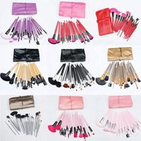 Vente en gros de pinceaux de maquillage professionnels de luxe à bas prix, étiquette privée, 24 pièces, faits à la main, personnalisés, avec sac d'emballage