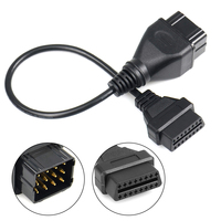 Adaptateur 12 broches vers 16 broches pour Renault, adaptateur de connecteur OBDII OBD 2 12 broches, câble d'extension de diagnostic OBD2 pour Renault