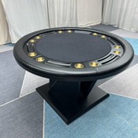 Table de poker Hold'em en bois massif personnalisée pour le divertissement et les jeux d'argent en promotion, table de poker ronde de 58 pouces et 62 pouces