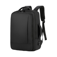 Sac à dos minimaliste pour ordinateur portable 15,6 pouces, imperméable, avec housse de pluie, en tissu Oxford, extensible, pour affaires et université, avec ceinture à coussin d'air en polyester