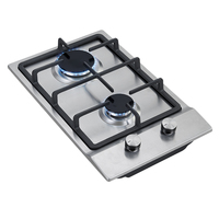 Cuisinière à gaz en acier inoxydable à 2 brûleurs, prix d'usine, pour maison et hôtel, encastrable, double cuisinière OEM, commande par bouton, plaque de cuisson de cuisine
