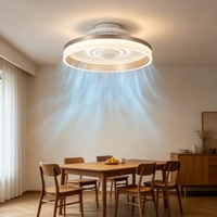 Ventilateur de plafond avec purificateur d'air, ventilateur sans pales à ions plasma, télécommande 6 vitesses, variateur d'intensité continu, lampe LED 3000K-6000K