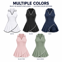 Robe de sport pour femme personnalisée à col, sans manches, avec passepoil, pour le tennis et l'entraînement de golf, avec short intégré