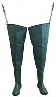 Cuissardes de pêche et de chasse en PVC imperméable avec bottes intégrées, bretelles réglables et semelles antidérapantes