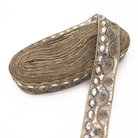 10yards or clair paillettes broderie Trmming Style National sangle dentelle mode rétro ceinture décoration