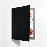 Couverture de menu en daim personnalisée pour restaurant, café, avec logo en relief, dossier de menu avec pages intérieures remplaçables, livre de menu