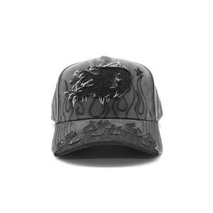 Gorras de Béisbol al por Mayor, Estilo Urbano, Bordado de Llamas, Ajustables, con Pedrería, Satén, Gamuza, Visera Curva - Product Image 2