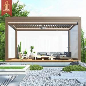 Dosel con persianas, techo inclinado, Marco con recubrimiento en polvo, madera tratada a presión, jardín, Patio, refugio al aire libre, estructura, pérgola - Product Image 1