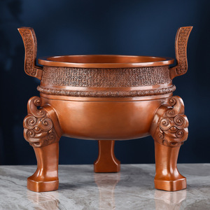 Caldero de cobre Chu Ding de bronce, artículo decorativo redondo para sala de estar, hogar u oficina - Product Image 3
