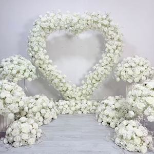 Arche Florale Rouge Rose Blanc 2M x 2M, Arche de Fleurs Artificielles en Forme de Cœur pour Décoration Romantique de Demande en Mariage et Toile de Fond - Product Image 2