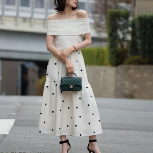 Jupes d'été pour femmes Y2K à pois, jupe longue évasée fluide décontractée, taille haute élastique, pour la plage et le quotidien - Product Image 1
