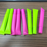Tube souple en plastique de 15g pour crème, emballage cosmétique, tube vert-rose doux au toucher, tube compte-gouttes bleu mat