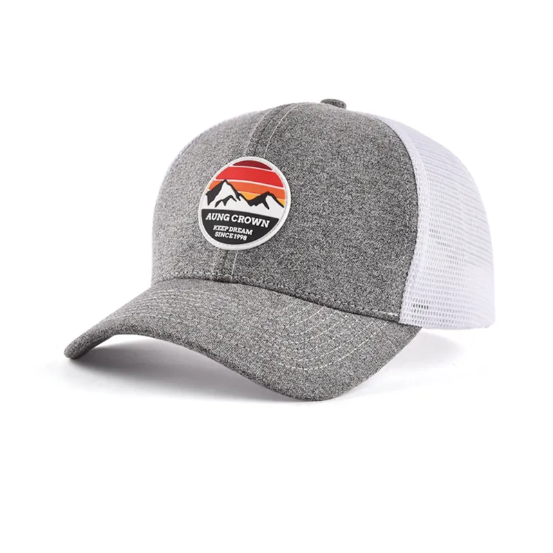 2023 fashion cap mesh gorra mesh back customizable rubber patch trucker caps hat custom logo for sports
