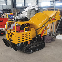 Bétonnière autochargeante 280L à chenilles haute performance pour travaux de construction, mini-bétonnière sur chenilles avec fonction benne