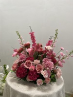 Arche florale en soie véritable rose pour décoration de mariage, arrangement floral pour scène, grand fond, accessoires de vitrine