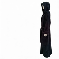 Albornoz con Capucha Negro de Invierno Personalizado, de Algodón Puro, Grueso, de Secado Rápido y Absorbente, Unisex, para Uso en Hoteles