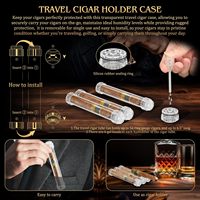Humidor à cigares en bois de cèdre, 2 hygromètres numériques, 2 humidificateurs, plateau en cèdre, séparateur, dessus en verre acrylique, finition laquée, coffret cadeau