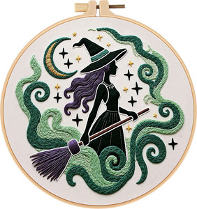 Kit bordir jarum tusuk buatan tangan Diy penyihir Halloween <span class=keywords><strong>Set</strong></span> kit bordir pemula tusuk silang kustom - Product Image 3