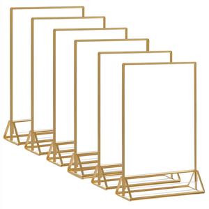 5x7 in acrilico chiaro segno di supporto da tavolo con immagine foto foto cornice in carta con bordo dorato tavolo di nozze posto numero Stand - Product Image 2