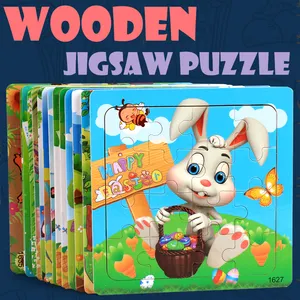 Custom 16PCS Animal De Madeira Jigsaw Puzzle Game Início Educacional Quebra-cabeças Para Crianças Meninos e meninas