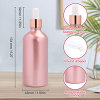 Bouteilles en verre à revêtement rose de 3.4 oz pour huiles essentielles, porte-compte-gouttes en verre rond vide avec pipette en verre, protection UV