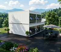 Maison conteneur empilable moderne avec terrasse sur le toit, fenêtres panoramiques, vie extérieure écologique, assemblage rapide, maison modulaire