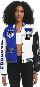 Blouson aviateur baseball universitaire Letterman avec logo personnalisé pour hommes, manches blanches, col montant, broderie design sport et entraînement hip hop - Product Image 3