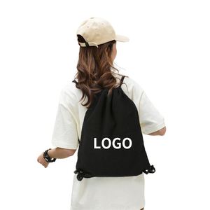2025 <b>Canvas</b> Drawstring Bag Promotion <b>Large</b> Capacity <b>Plain</b> Cotton Drawstring Bag Backpack for Outdoor - Product Image 3