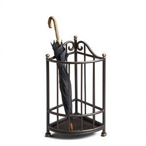 Style moderne d'intérieur avec bac d'égouttement Rangement pour entrée Porte-parapluie Porte-parapluie en bronze Porte-parapluie d'angle - Product Image 1