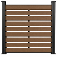 Panneaux de clôture en composite WPC horizontaux pour l'extérieur, panneaux de jardin pour l'intimité, cadre de portail à lattes, poteau en aluminium préassemblé