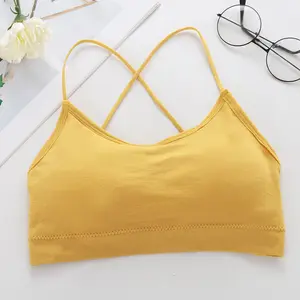 En gros Qui Sous-Tend sous-vêtements D'été Femmes Nervure Sling Bustier Sport Gym Sexy Dos Nu Doux Pour La Peau Débardeur Yoga Soutien-Gorge