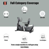 Bicicleta de Ejercicio Reclinada con Asiento de Respaldo Alto, Reposabrazos Laterales, Consola Digital y Base Estable para Equipos de Fitness Comerciales