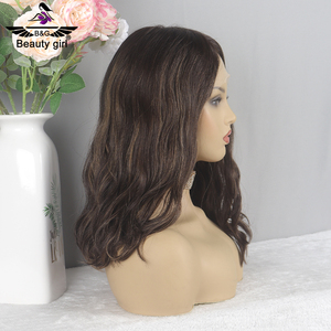 Peluca Kosher con encaje superior Cabello virgen crudo Sin cola Marrón oscuro con nudos pequeños Higglight Pelucas de cabello con encaje frontal Hd - Product Image 3