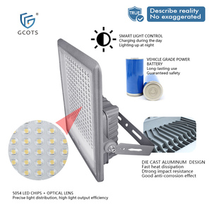 Outdoor IP65 Waterproof, <b>Light</b>-sensor Controlled, Aluminum LED Solar <b>Flood</b> <b>Light</b> for Courtyards, Stadiums, Construction Sites - Product Image 2