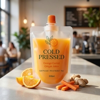 Pochette à bec verseur imprimée sur mesure pour jus pressé à froid, emballage de boissons aux fruits et légumes avec fond à soufflet